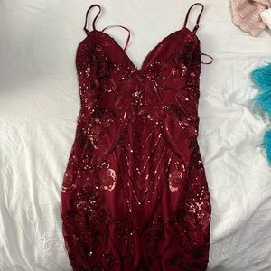 Red sequin Windsor dress